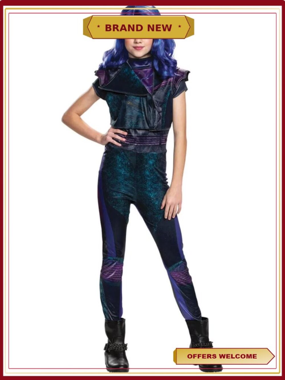 Disney Descendants 3 Mal Costume Jumpsuit Women X-Large Halloween Cosplay